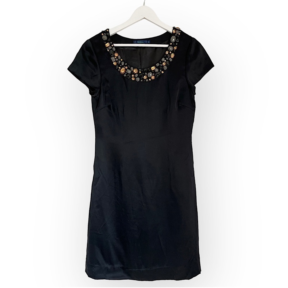 Boden 100% Silk Women’s Jewel Neck Shift Dress in Black Size‎ 8